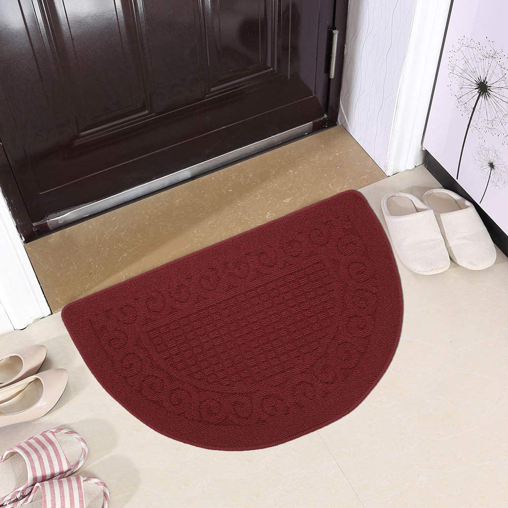 Jacquard Solid Decor Non-Slip Carpet Floor Mat Indoor Kitchen Rug, Half Moon 20 x 32 Inch