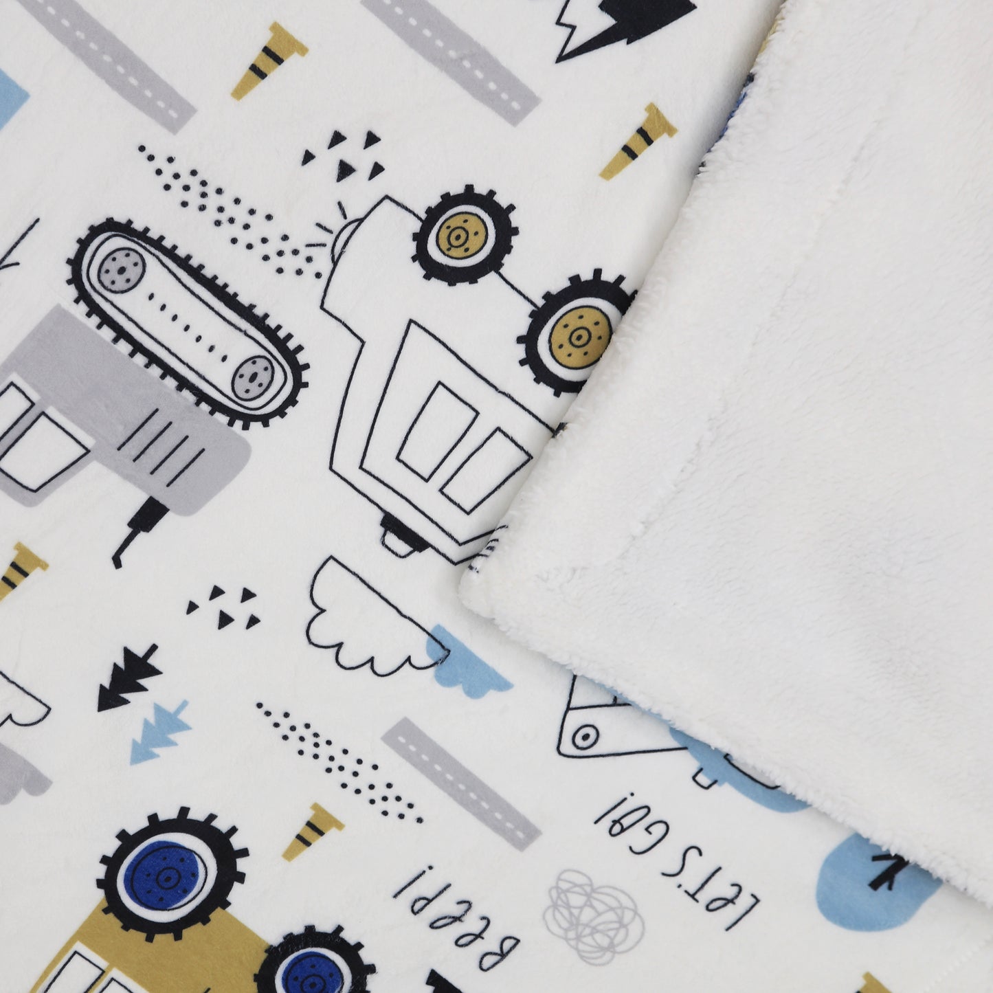 Kid Printed Fluffy Plush Soft Warm Flannel Fleece Children Throw Sherpa Kids Blanket, 40" x 50" Cartoon Truck