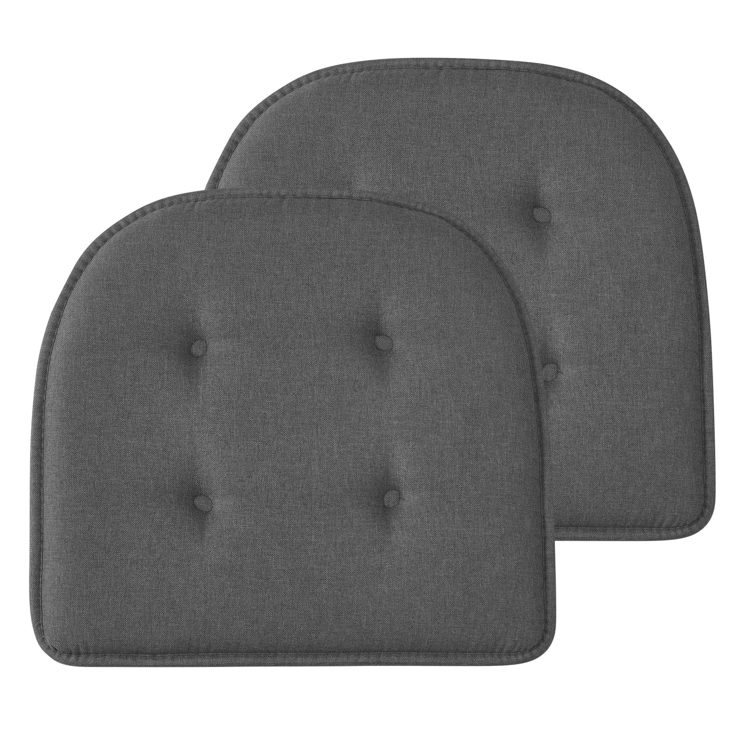 Memory Foam U-Shaped Premium Thick Seat Pad Tufted Nonslip Rubber Back Indoor Kitchen Chair Cushion 17 x 16 Inch, Charcoal Grey