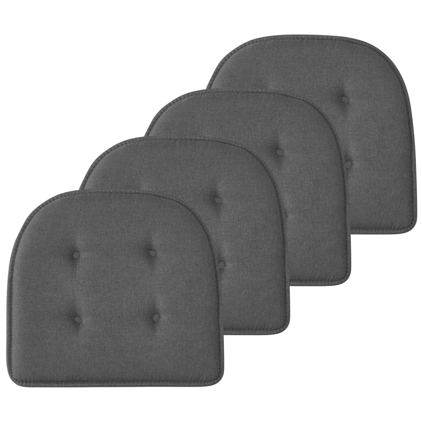Memory Foam U-Shaped Premium Thick Seat Pad Tufted Nonslip Rubber Back Indoor Kitchen Chair Cushion 17 x 16 Inch, Charcoal Grey