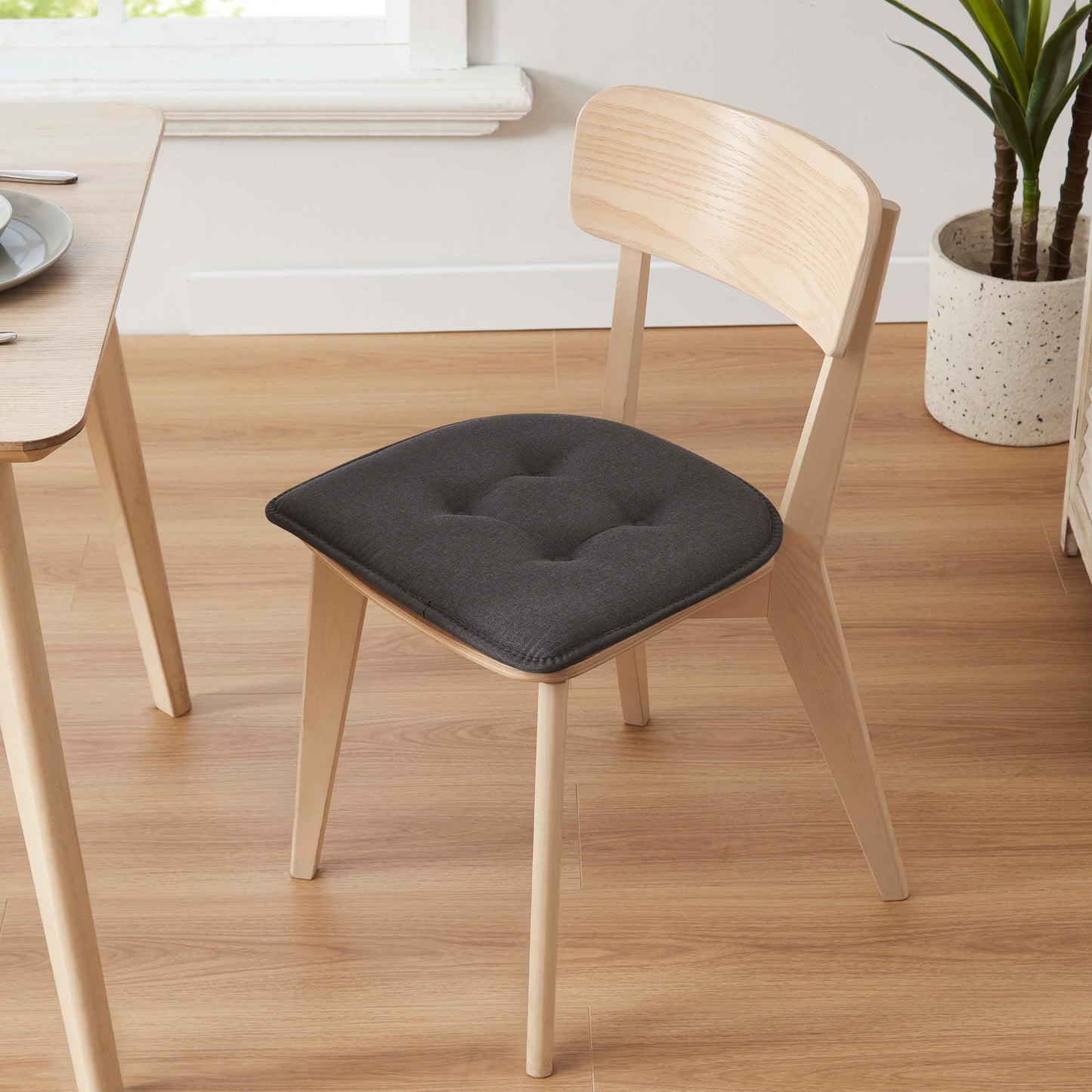 Memory Foam U-Shaped Premium Thick Seat Pad Tufted Nonslip Rubber Back Indoor Kitchen Chair Cushion 17 x 16 Inch, Charcoal Grey