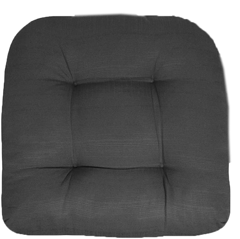 Premium Thick Comfy Seat Patio Pad Tufted Textured Solid Outdoor Chair Cushion 19 x 19 x 4 Inch, Charcoal Grey