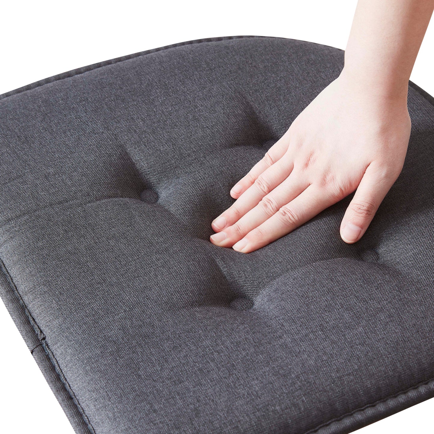 Memory Foam U-Shaped Premium Thick Seat Pad Tufted Nonslip Rubber Back Indoor Kitchen Chair Cushion 17 x 16 Inch, Charcoal Grey