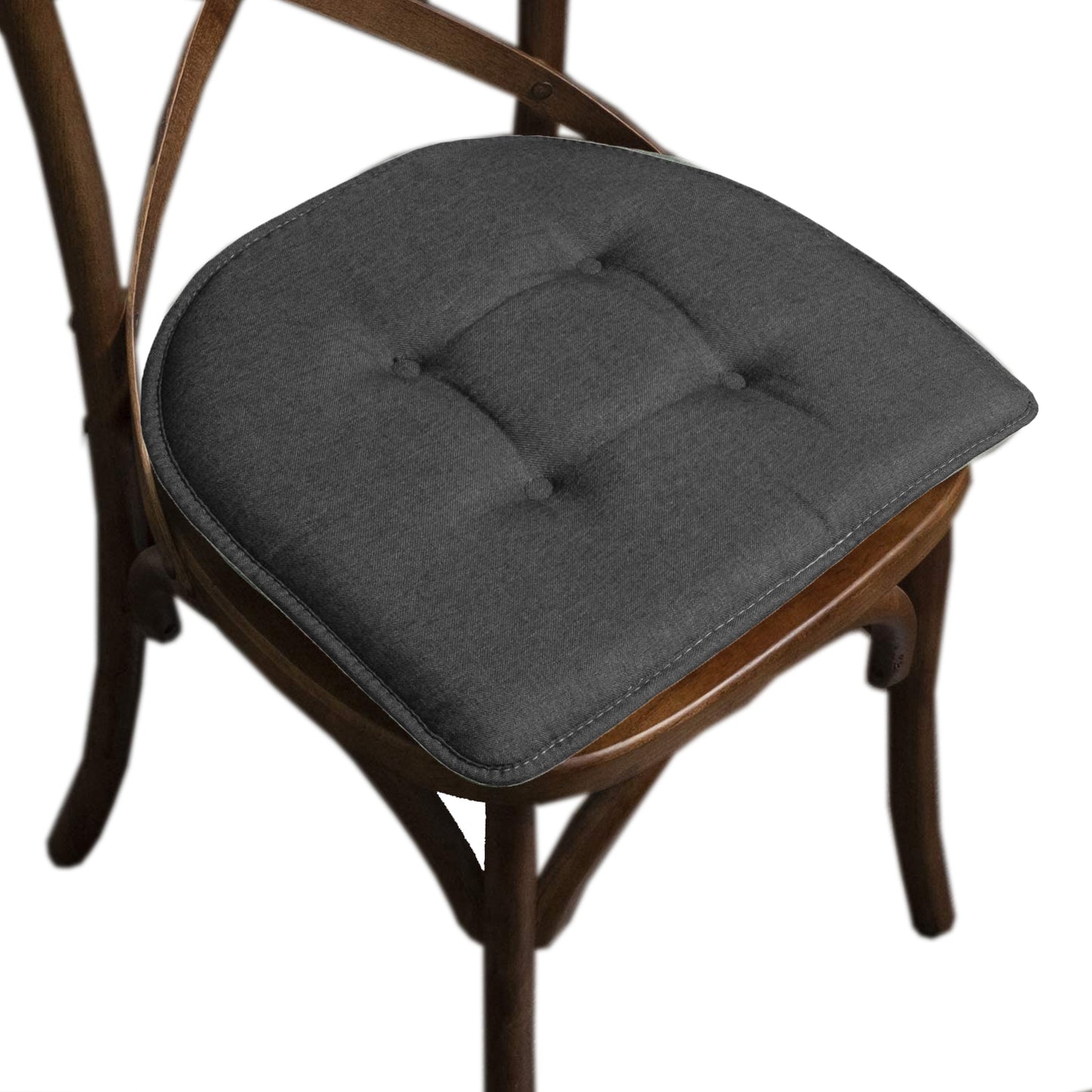 Memory Foam U-Shaped Premium Thick Seat Pad Tufted Nonslip Rubber Back Indoor Kitchen Chair Cushion 17 x 16 Inch, Charcoal Grey