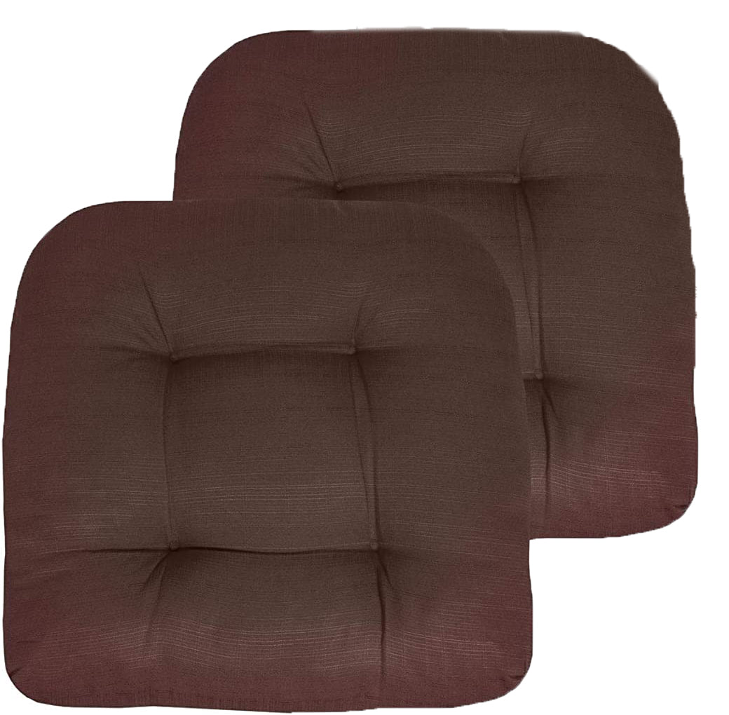 Premium Thick Comfy Seat Patio Pad Tufted Textured Solid Outdoor Chair Cushion 19 x 19 x 4 Inch, Brown