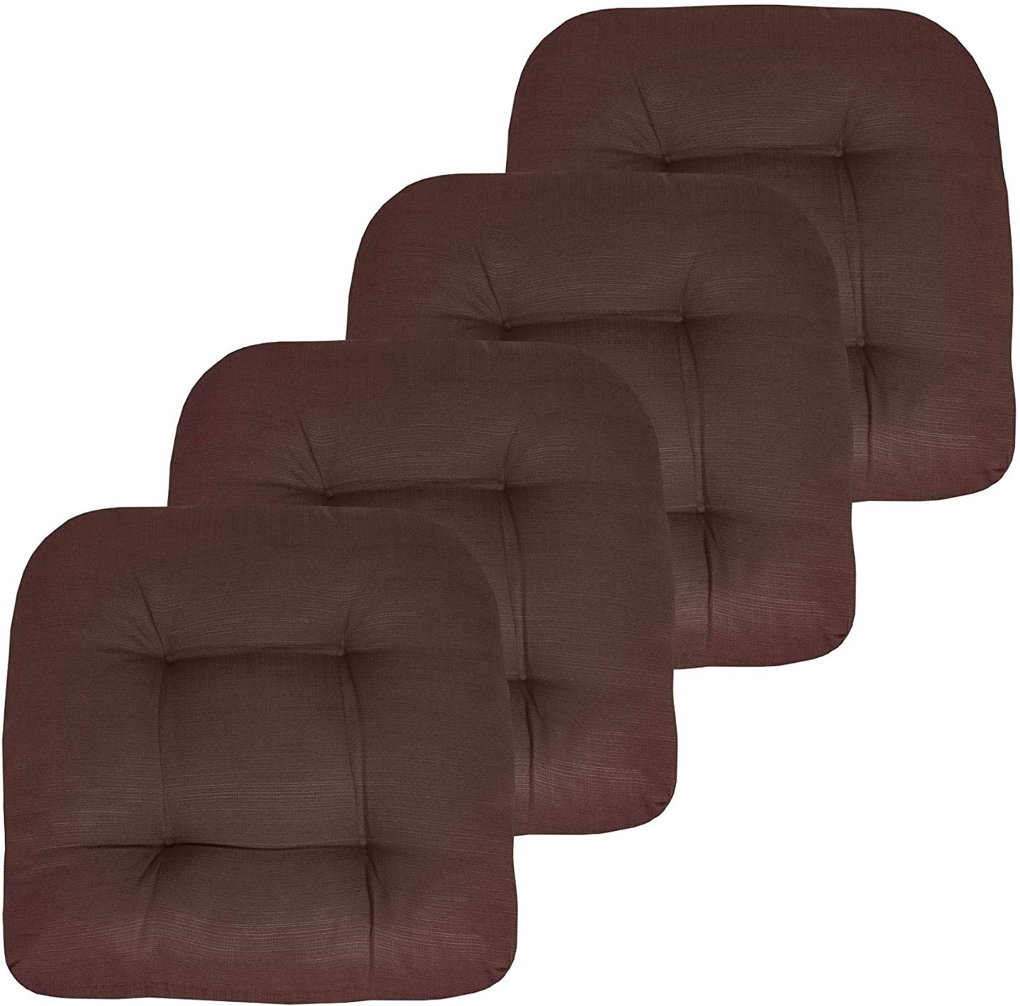 Premium Thick Comfy Seat Patio Pad Tufted Textured Solid Outdoor Chair Cushion 19 x 19 x 4 Inch, Brown