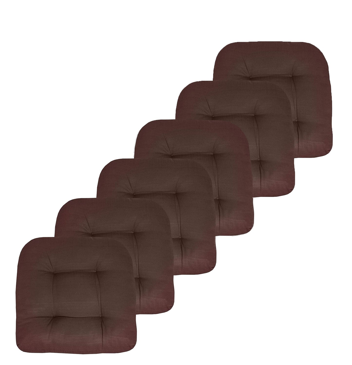 Premium Thick Comfy Seat Patio Pad Tufted Textured Solid Outdoor Chair Cushion 19 x 19 x 4 Inch, Brown