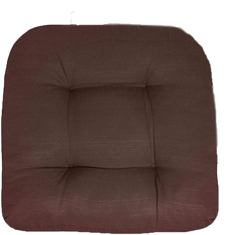 Premium Thick Comfy Seat Patio Pad Tufted Textured Solid Outdoor Chair Cushion 19 x 19 x 4 Inch, Brown