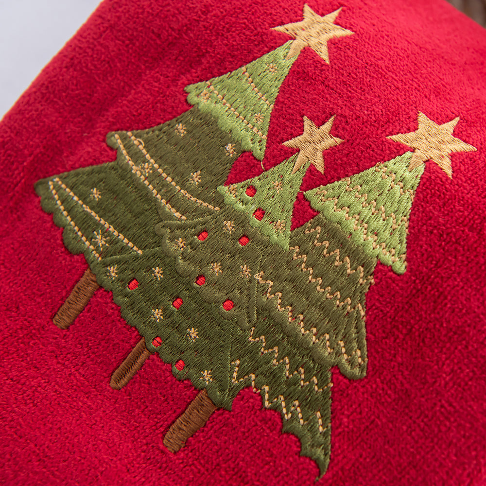 Premium Luxury Xmas Decor Soft 100% Cotton Embroidered Bathroom Christmas 3 Piece Towel Set, Christmas Tree