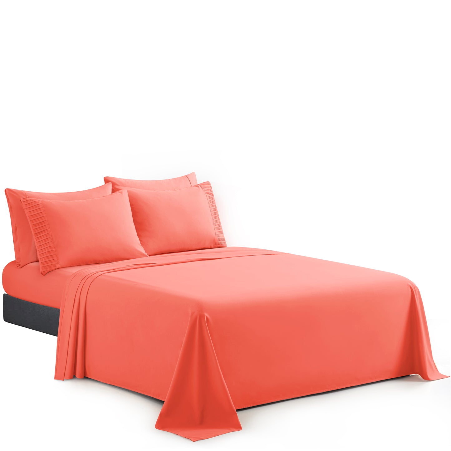 Solid Rayon from Bamboo Soft Silky Deep Pocket Bedding All Season Sheet Set, Coral