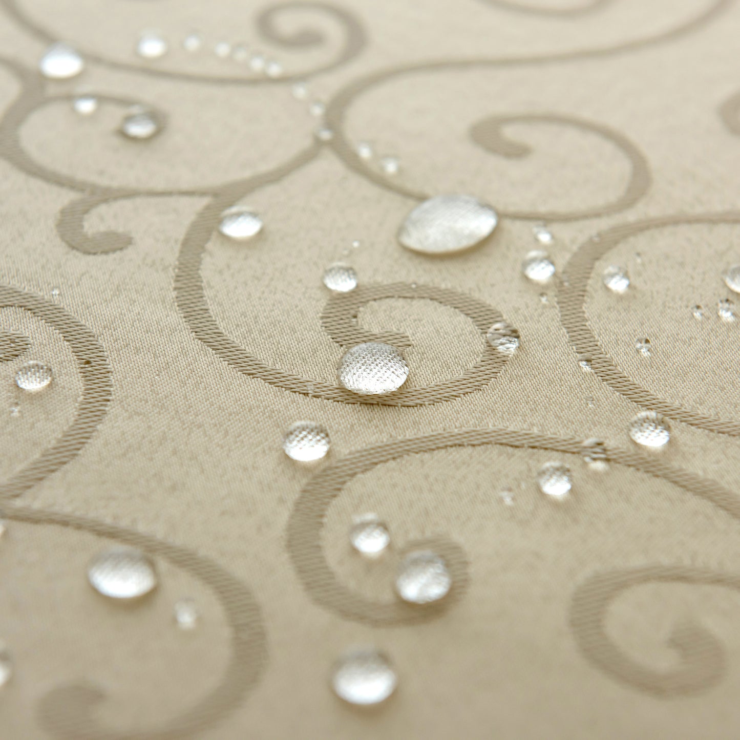 Jacquard Waterproof Thick Luxury Premium Solid Liquid Repellent Stain Resistant Decorative Home Kitchen Tablecloth, Cream Color