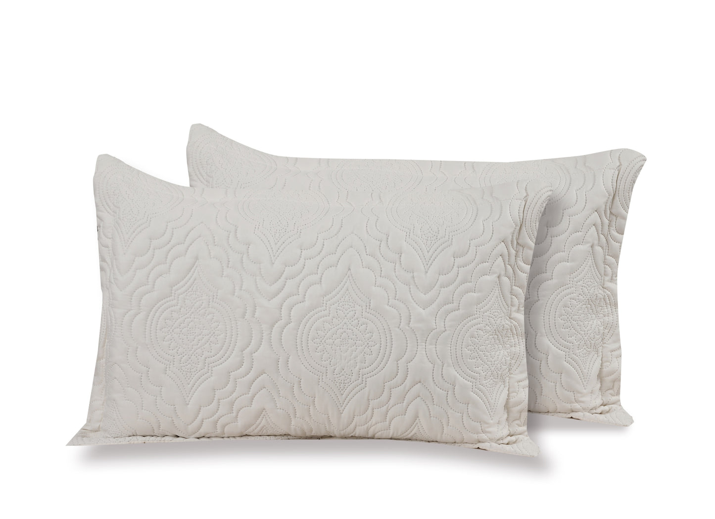 Embossed Pinsonic Solid Bedding Soft Summer Quilt Set, Cream Color