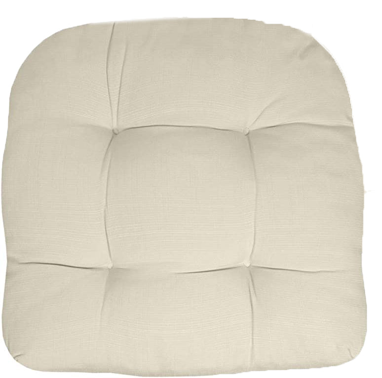 Premium Thick Comfy Seat Patio Pad Tufted Textured Solid Outdoor Chair Cushion 19 x 19 x 4 Inch, Cream