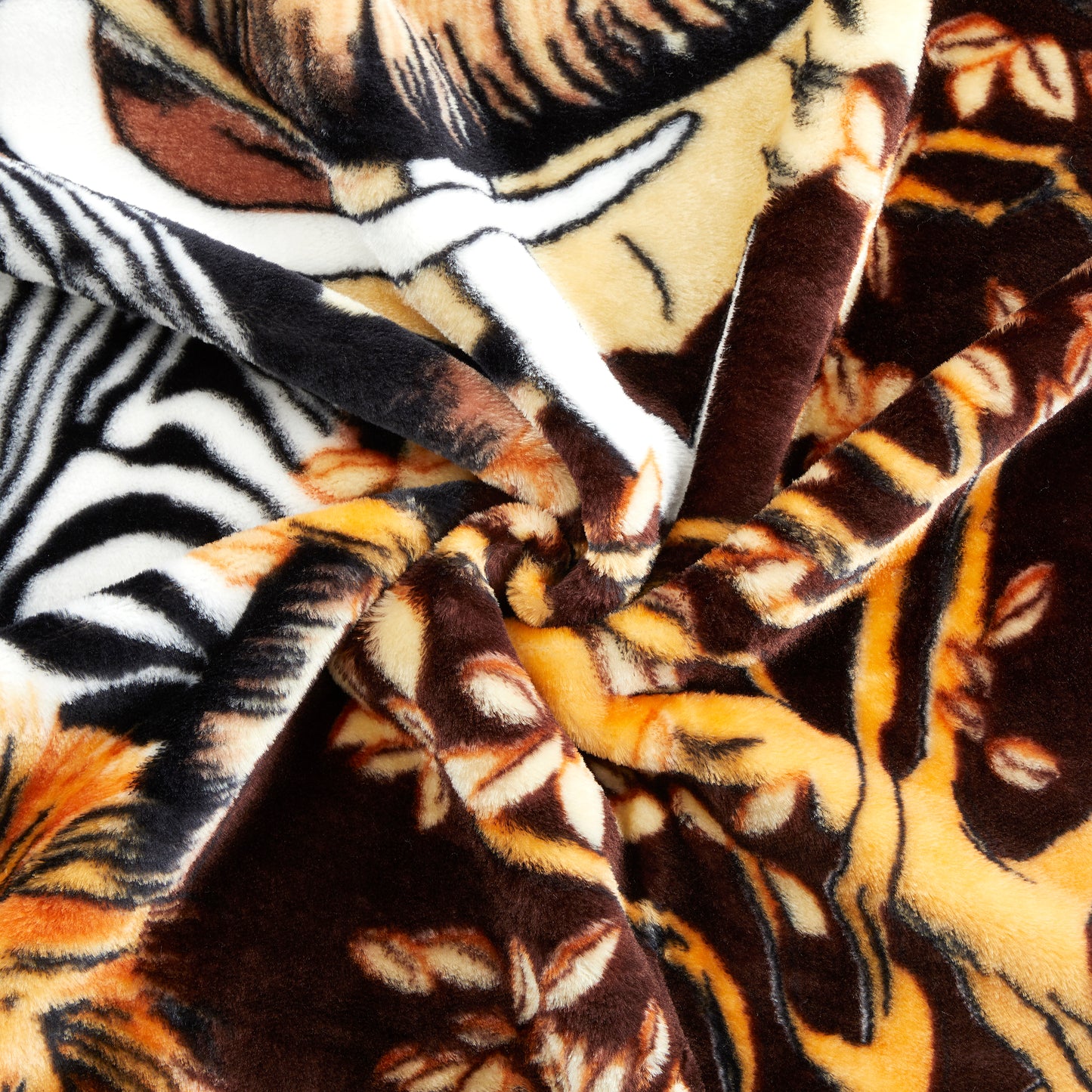 Printed Reversible Woven Fluffy Plush Soft Warm Korean Style 2 Ply Flannel Fleece Throw Animal Mink Blanket, 78" x 86" Deer Safari