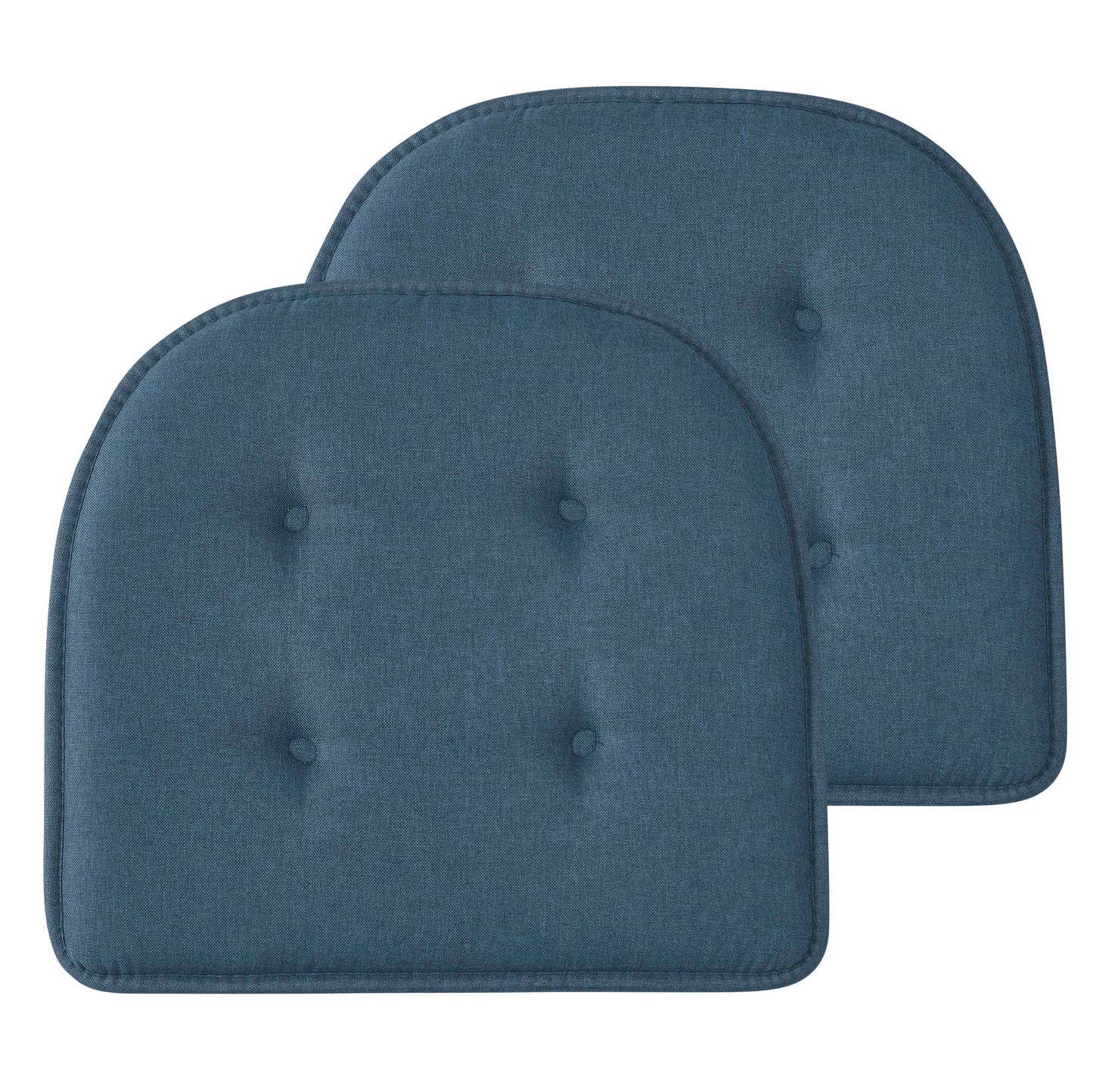 Memory Foam U-Shaped Premium Thick Seat Pad Tufted Nonslip Rubber Back Indoor Kitchen Chair Cushion 17 x 16 Inch, Blue