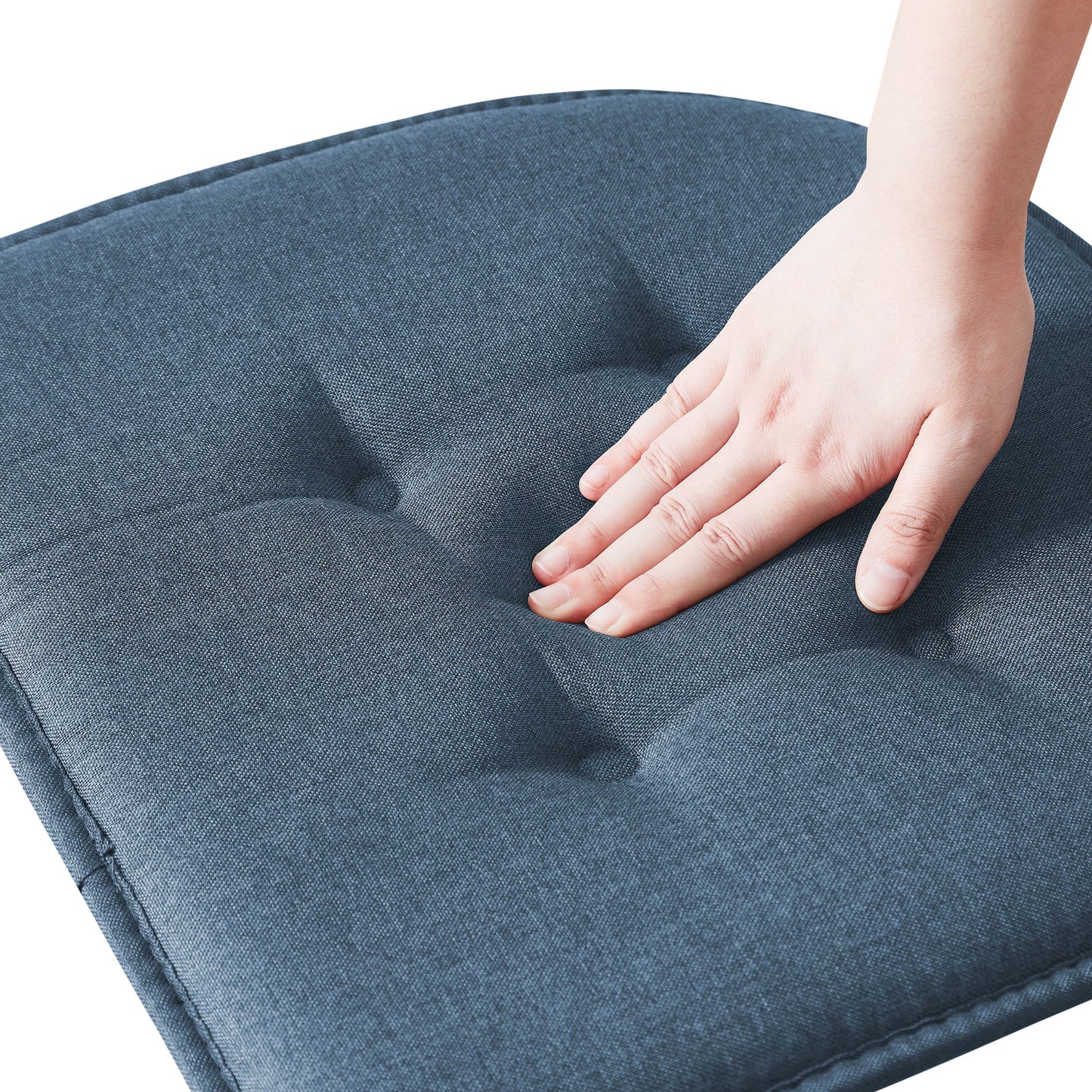 Memory Foam U-Shaped Premium Thick Seat Pad Tufted Nonslip Rubber Back Indoor Kitchen Chair Cushion 17 x 16 Inch, Blue