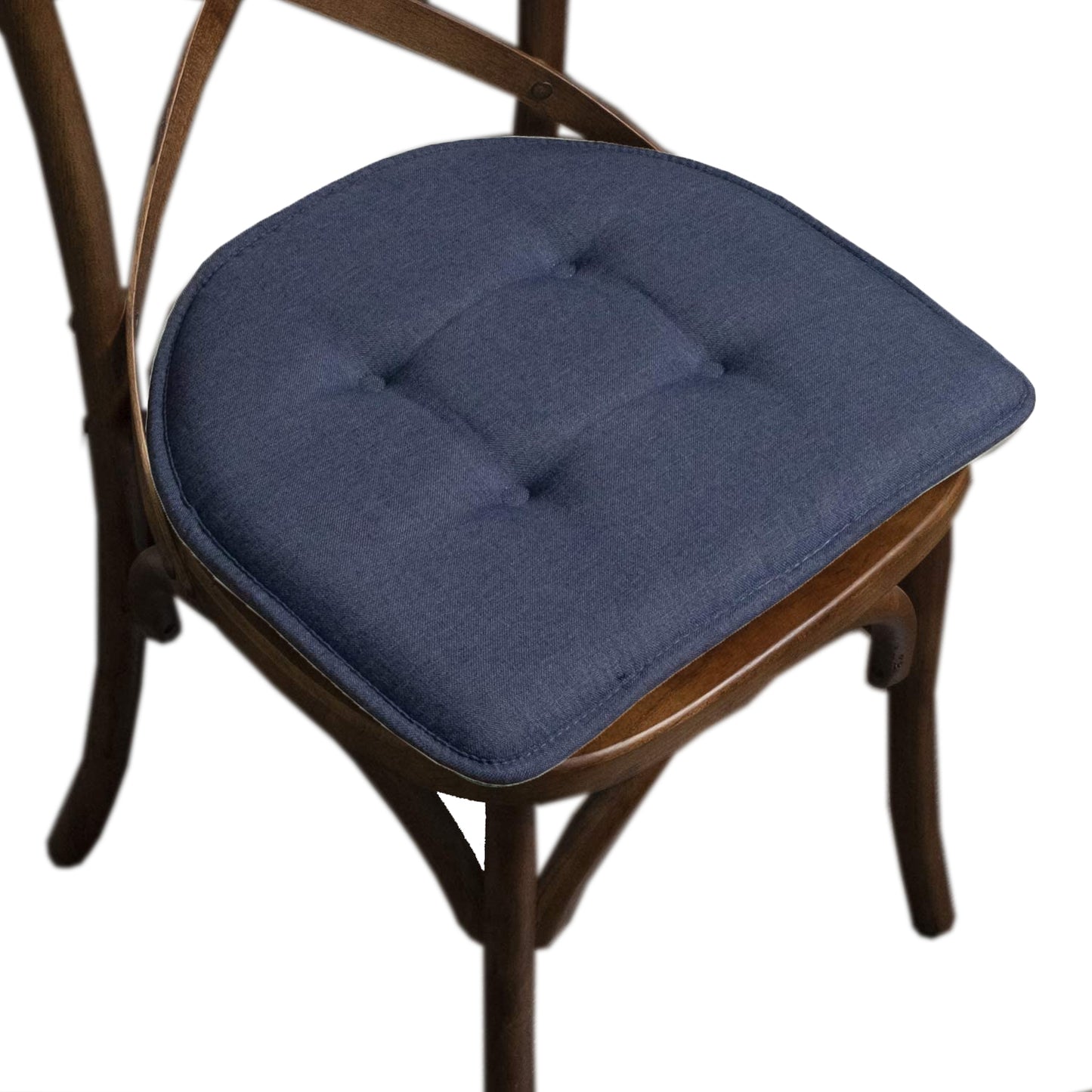 Memory Foam U-Shaped Premium Thick Seat Pad Tufted Nonslip Rubber Back Indoor Kitchen Chair Cushion 17 x 16 Inch, Blue
