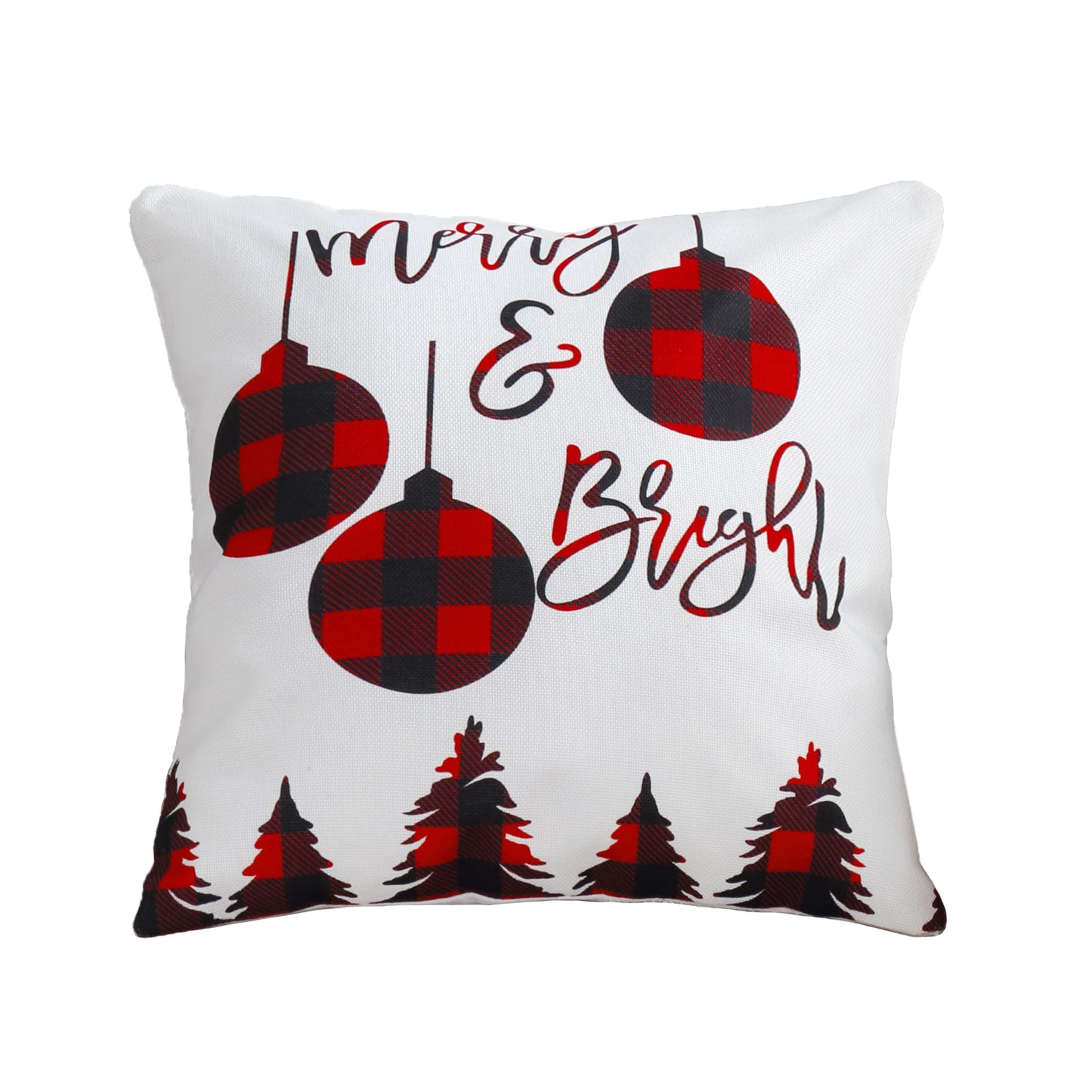 Christmas Printed Cushion Cover Set Modern Decorative Throw Xmas Pillow Covers Pack of 4, Rustic Red Black Plaid