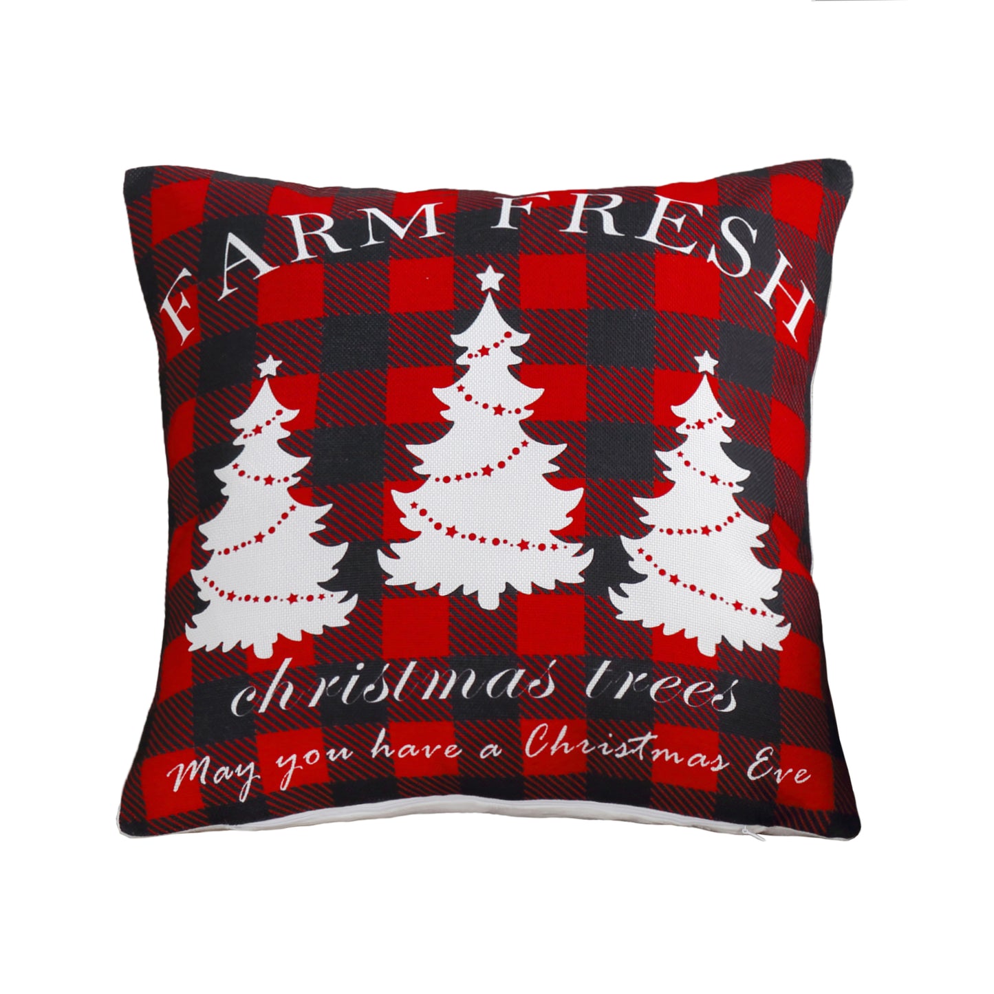 Christmas Printed Cushion Cover Set Modern Decorative Throw Xmas Pillow Covers Pack of 4, Rustic Red Black Plaid