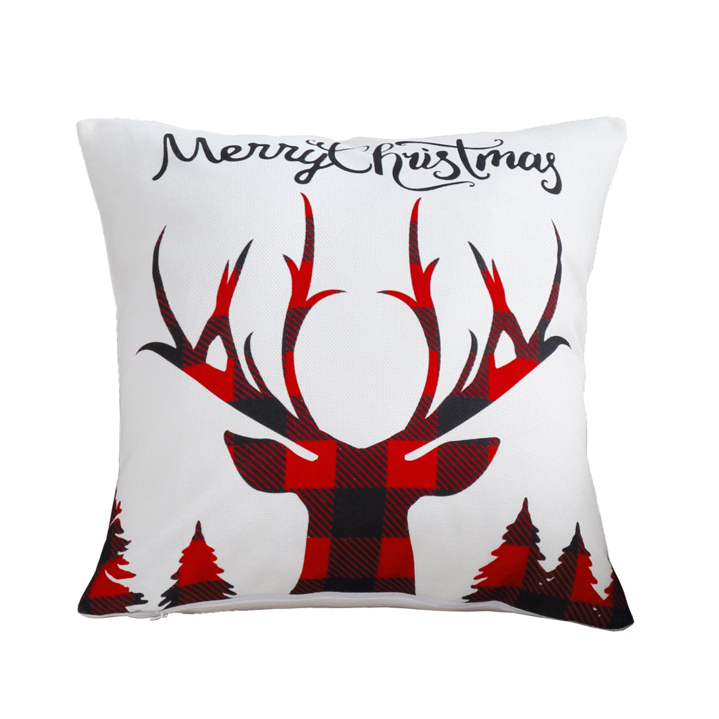 Christmas Printed Cushion Cover Set Modern Decorative Throw Xmas Pillow Covers Pack of 4, Rustic Red Black Plaid