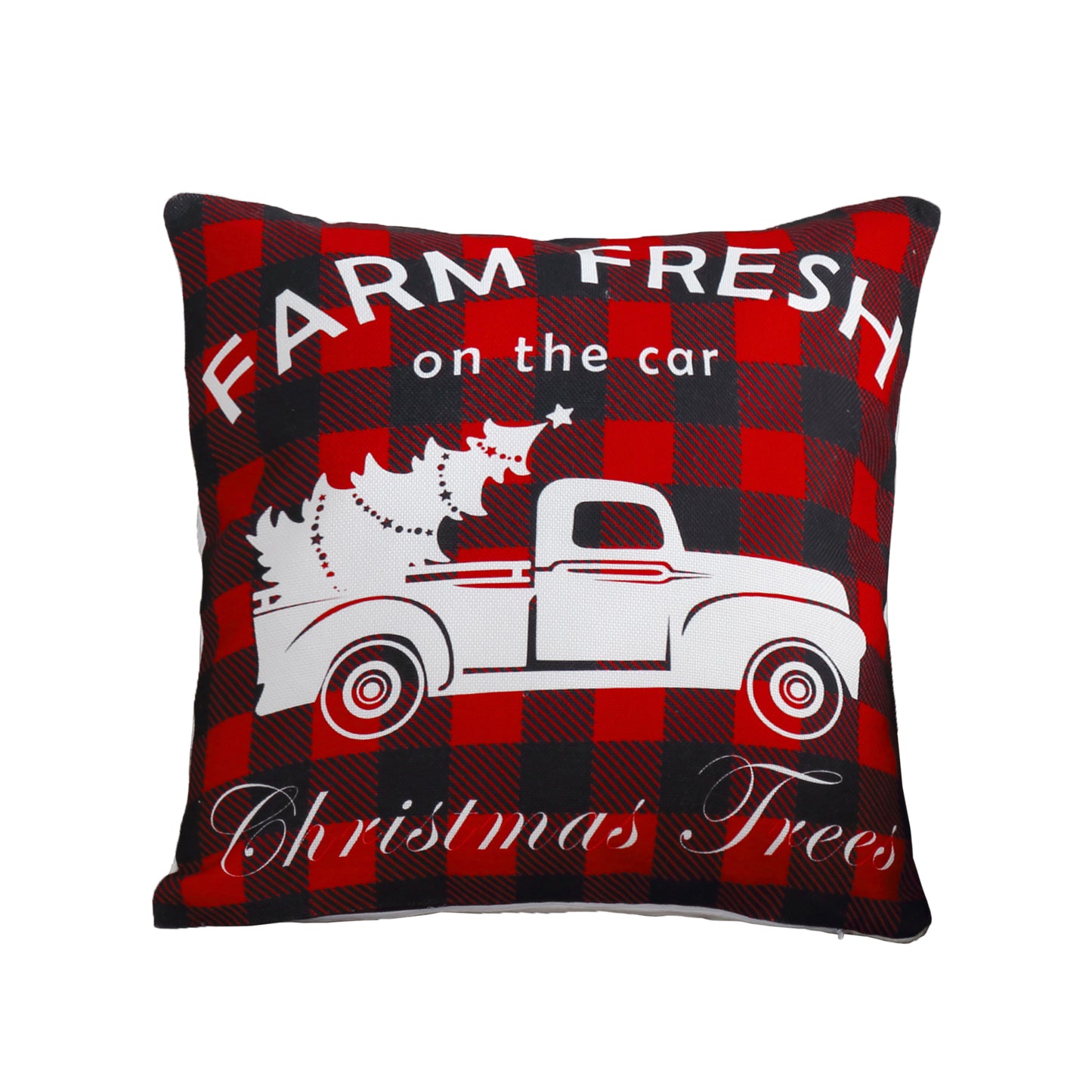 Christmas Printed Cushion Cover Set Modern Decorative Throw Xmas Pillow Covers Pack of 4, Rustic Red Black Plaid