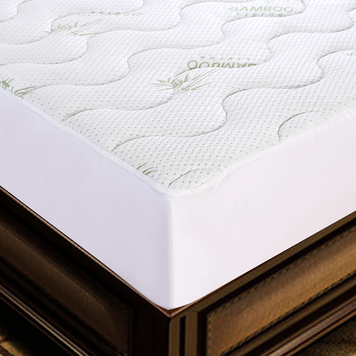 Waterproof Quilted Mattress Protector Premium Soft All Season Fitted Rayon from Bamboo Mattress Pad, Deep Pocket Fits Up to 18 Inch