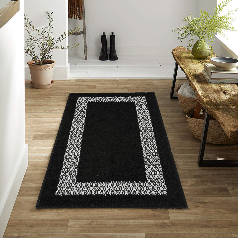 Decor Non-Slip Back Soft Runner Area Carpet Floor Area Rug Indoor Accent Decorative Mat, Diamond Black
