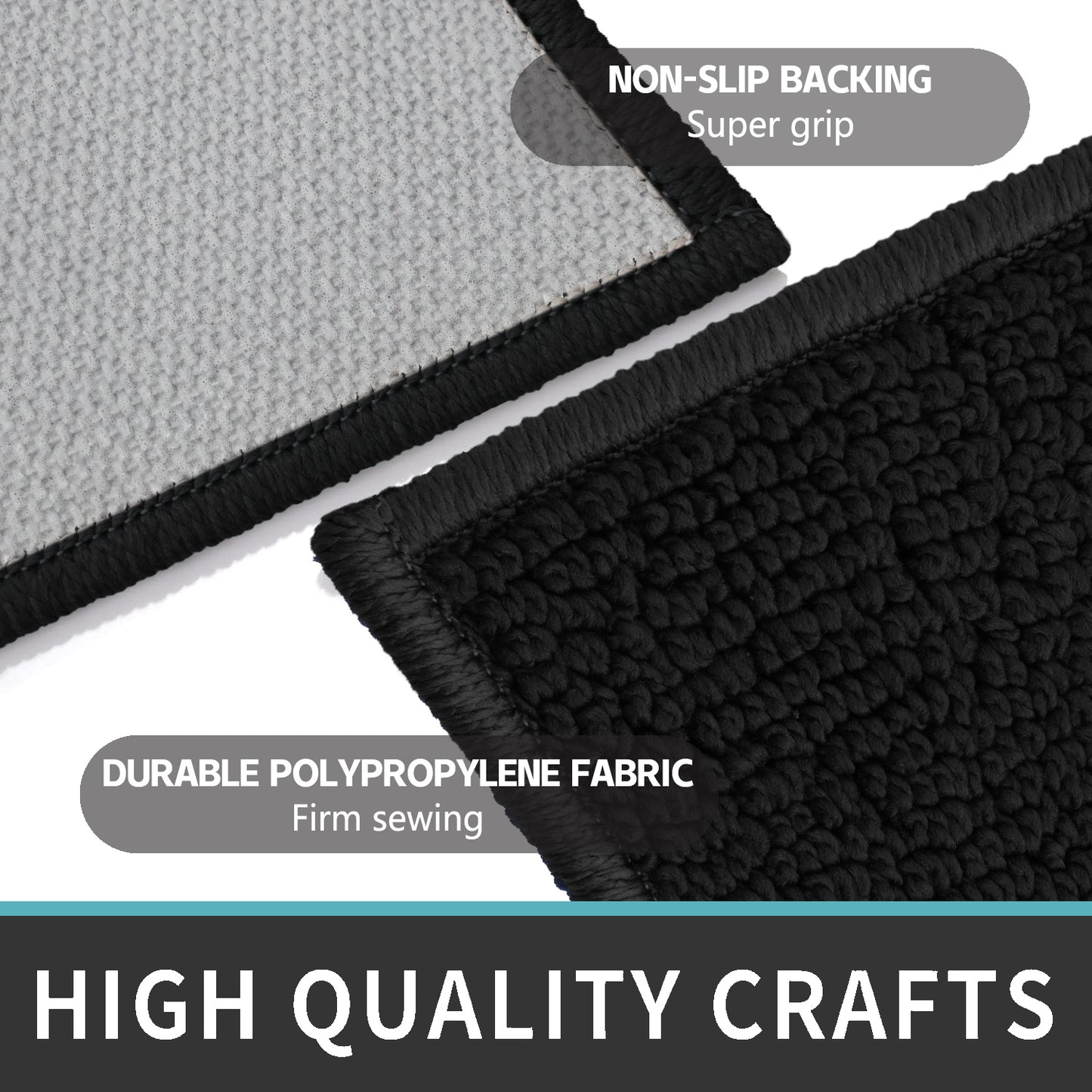 Decor Non-Slip Back Soft Runner Area Carpet Floor Area Rug Indoor Accent Decorative Mat, Diamond Black