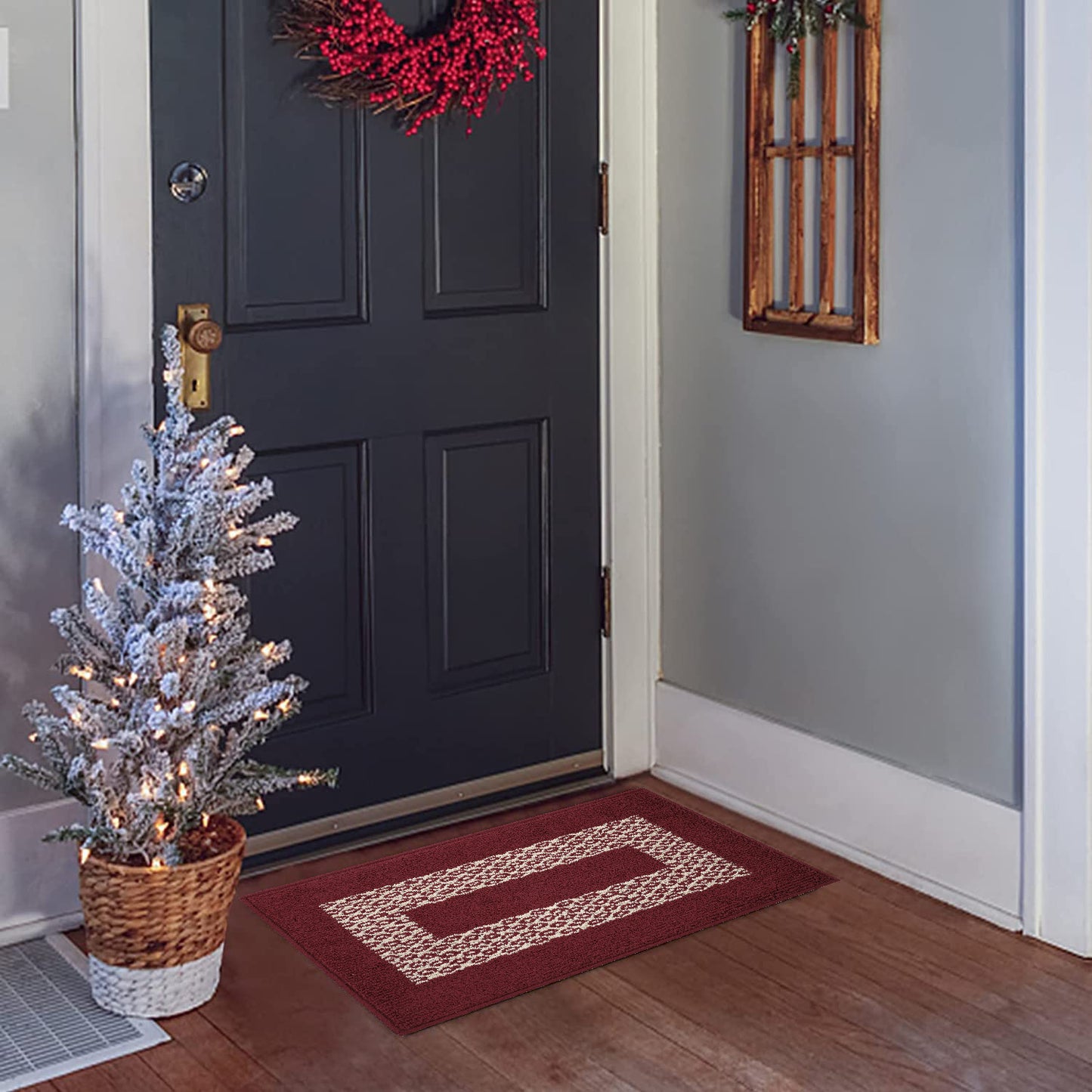 Decor Non-Slip Back Soft Runner Area Carpet Floor Area Rug Indoor Accent Decorative Mat, Diamond Burgundy