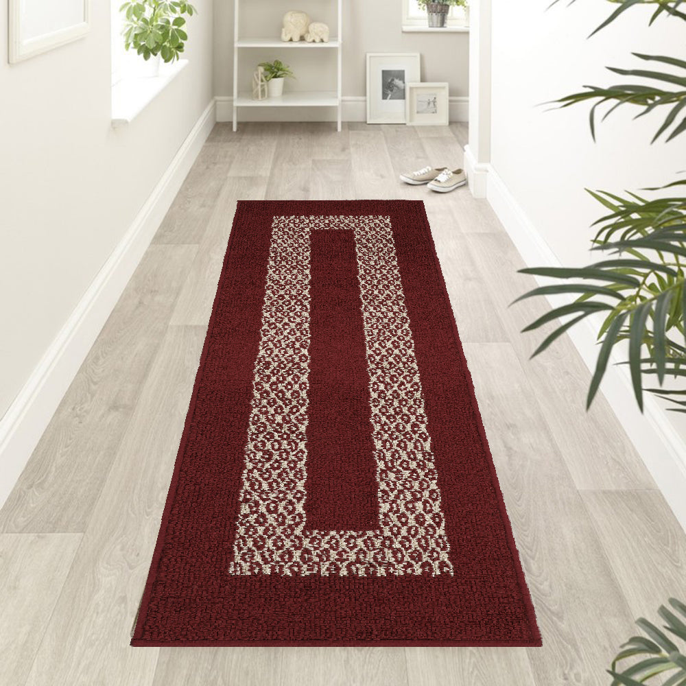 Decor Non-Slip Back Soft Runner Area Carpet Floor Area Rug Indoor Accent Decorative Mat, Diamond Burgundy