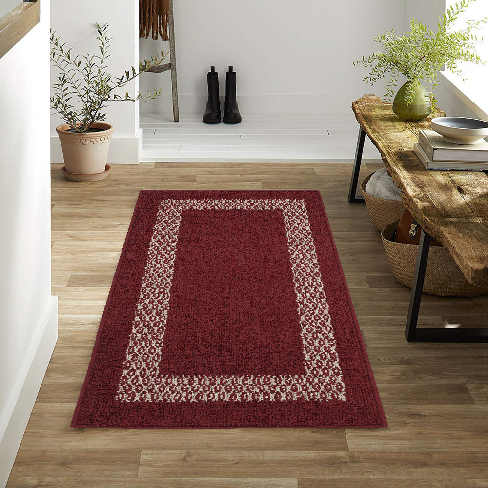 Decor Non-Slip Back Soft Runner Area Carpet Floor Area Rug Indoor Accent Decorative Mat, Diamond Burgundy