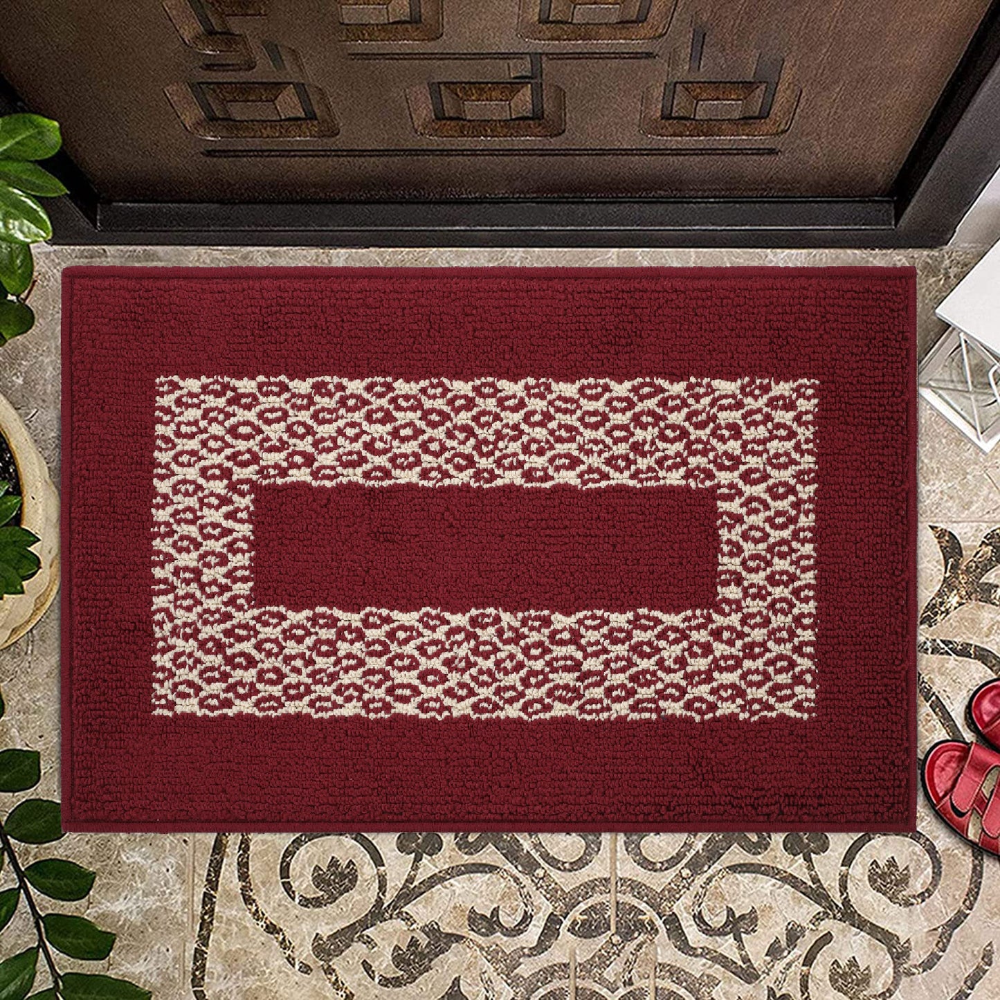 Decor Non-Slip Back Soft Runner Area Carpet Floor Area Rug Indoor Accent Decorative Mat, Diamond Burgundy