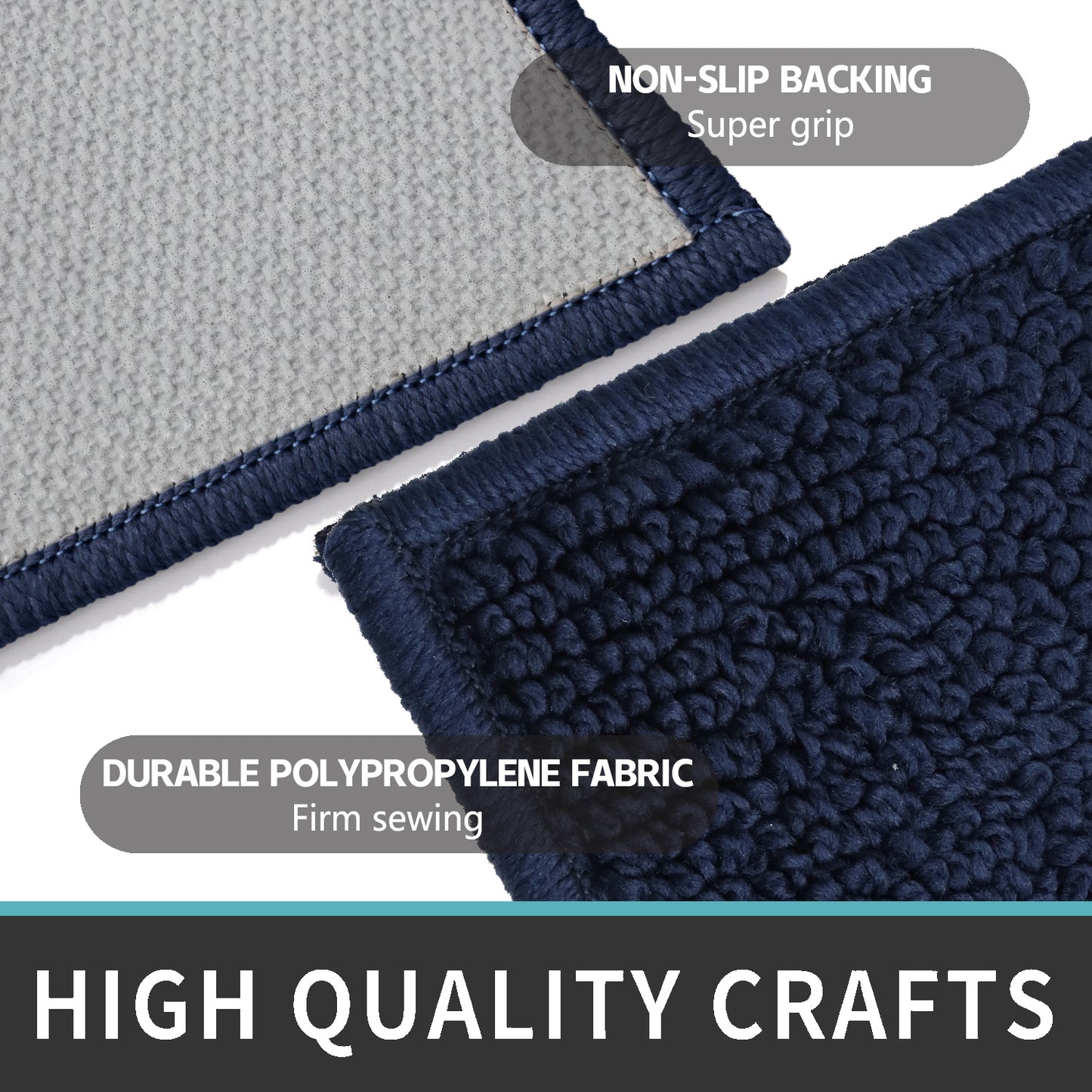 Decor Non-Slip Back Soft Runner Area Carpet Floor Area Rug Indoor Accent Decorative Mat, Diamond Navy Blue
