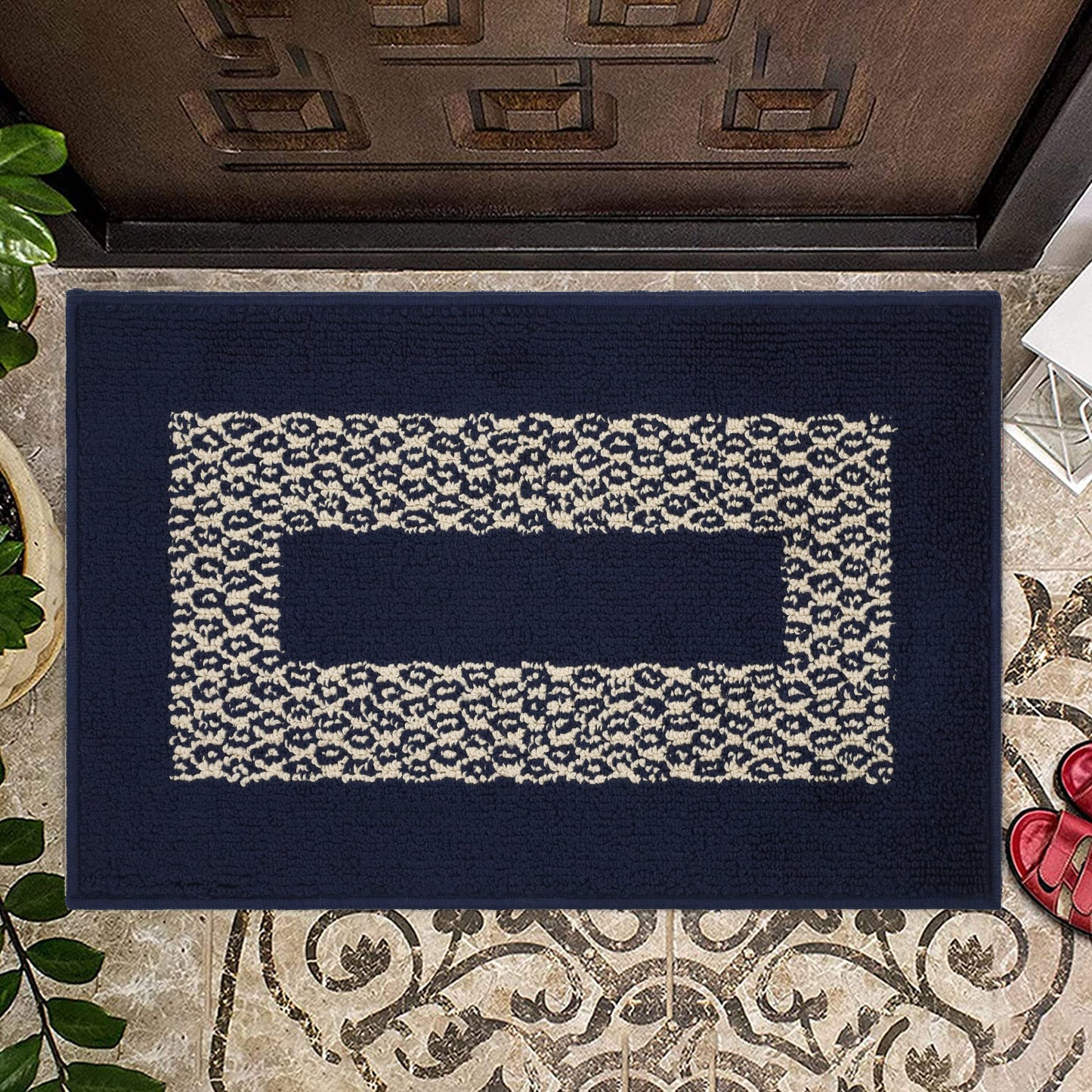 Decor Non-Slip Back Soft Runner Area Carpet Floor Area Rug Indoor Accent Decorative Mat, Diamond Navy Blue