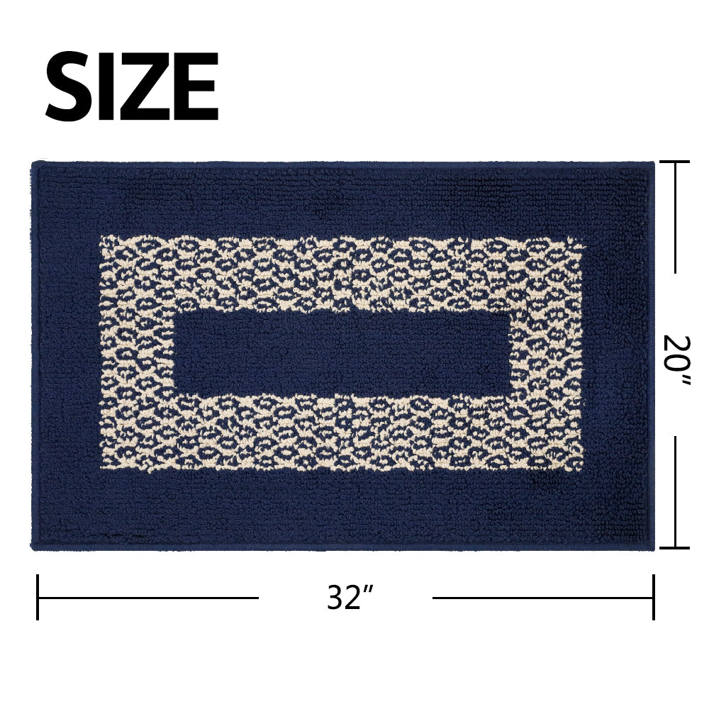 Decor Non-Slip Back Soft Runner Area Carpet Floor Area Rug Indoor Accent Decorative Mat, Diamond Navy Blue