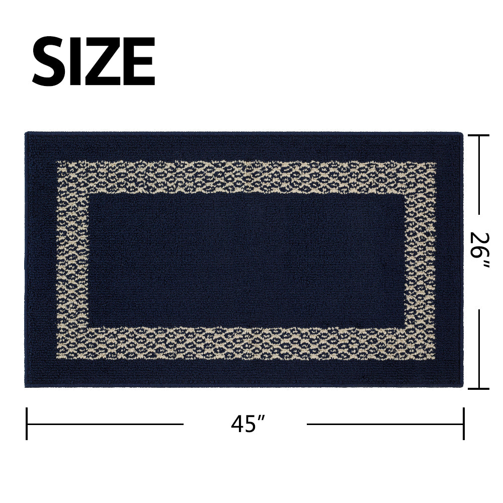Decor Non-Slip Back Soft Runner Area Carpet Floor Area Rug Indoor Accent Decorative Mat, Diamond Navy Blue