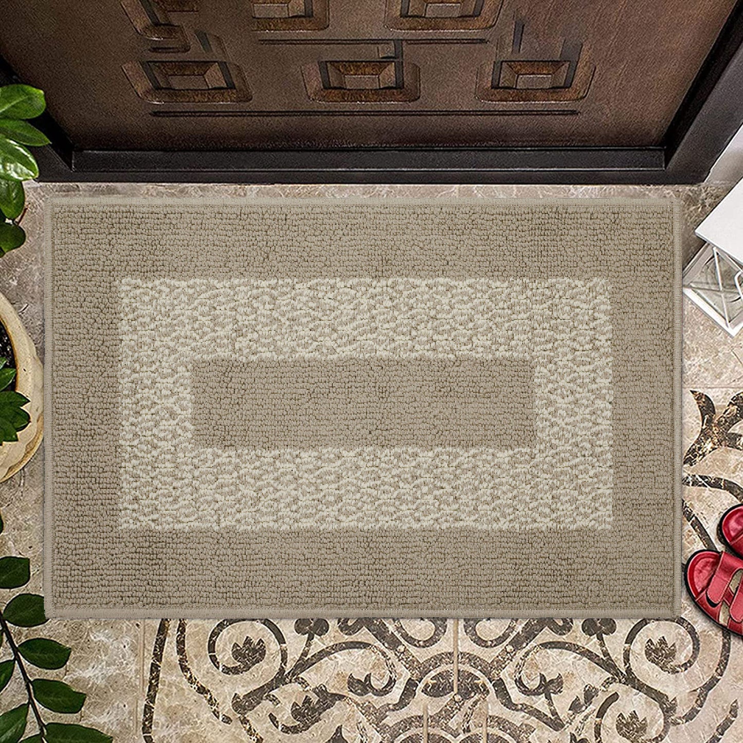 Decor Non-Slip Back Soft Runner Area Carpet Floor Area Rug Indoor Accent Decorative Mat, Diamond Taupe