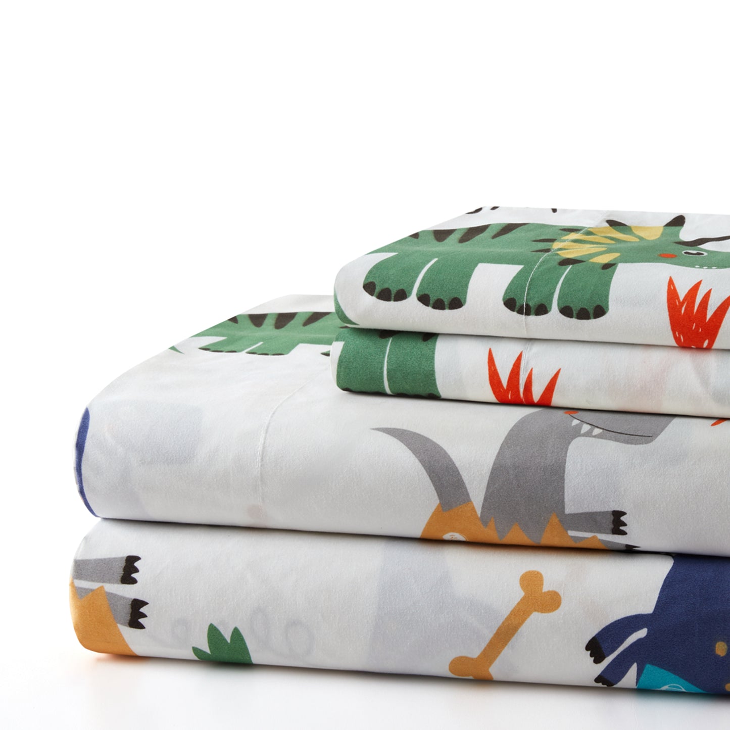 Kids Boys Toddlers Printed 600 Thread Count Soft Deep Pocket Cotton Percale All Season Bedding Sheet Set, Dinosaur Zoo Dino