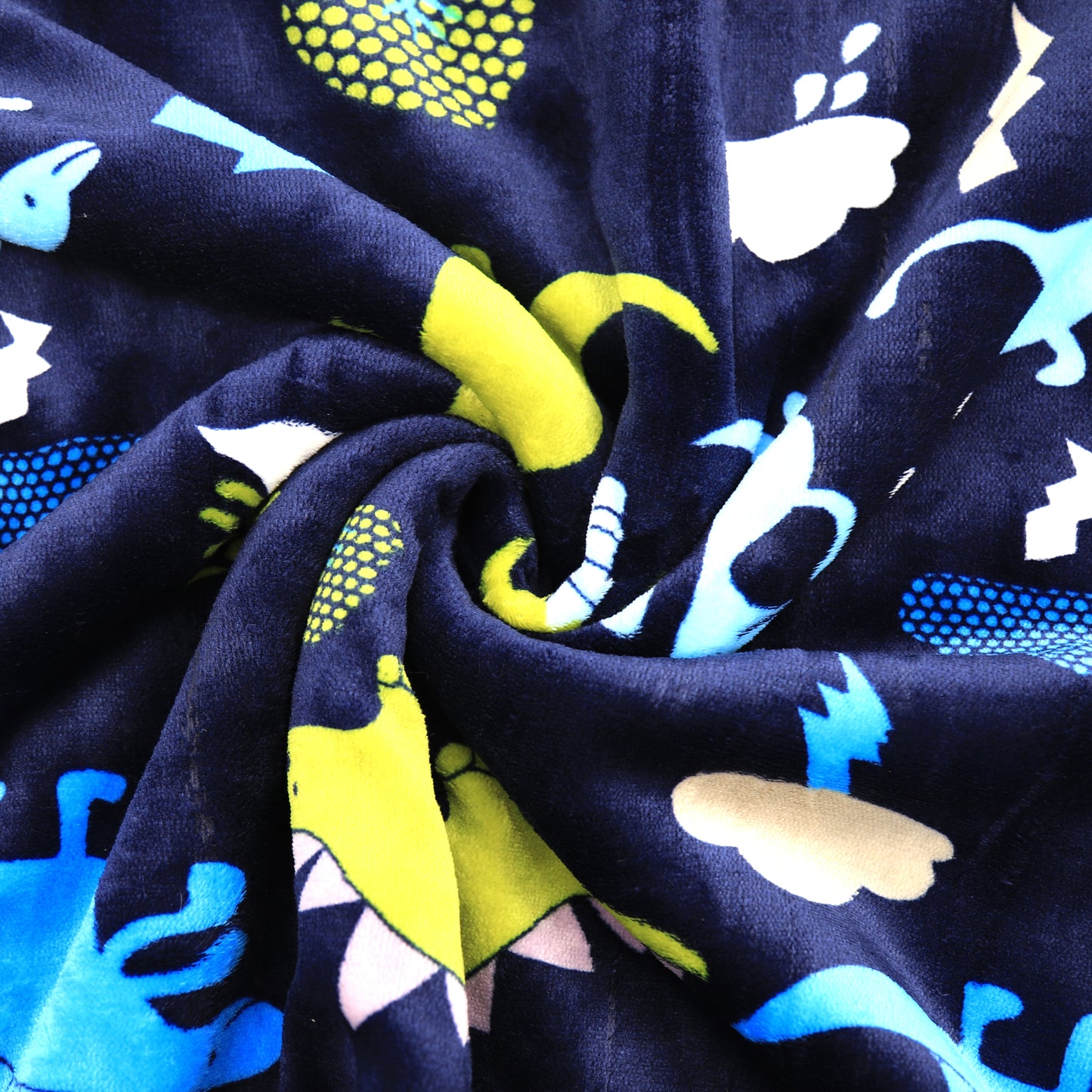 Kid Printed Fluffy Plush Soft Warm Flannel Fleece Children Throw Sherpa Kids Blanket, 40" x 50" Navy Blue Dinosaur Zoo