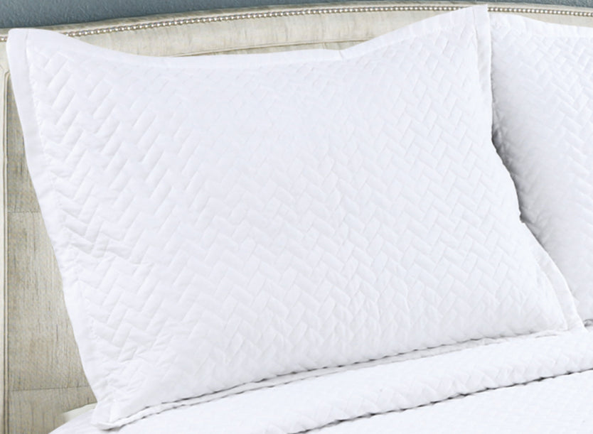 Embroidered Stitching Soft Bedding Solid Summer Quilt Set, Herringbone Pattern
