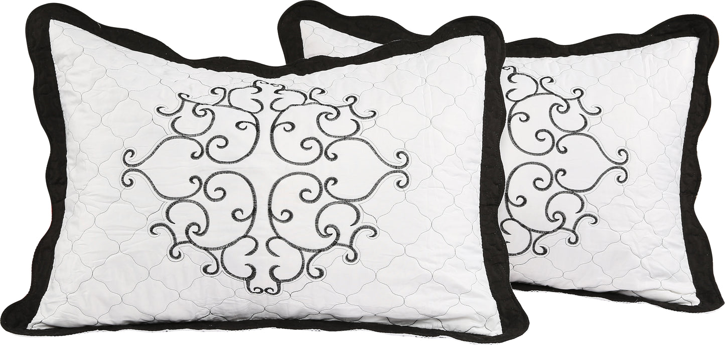 Embroidered Stitching Soft Bedding Solid Summer Quilt Set