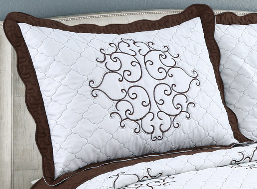 Embroidered Stitching Soft Bedding Solid Summer Quilt Set