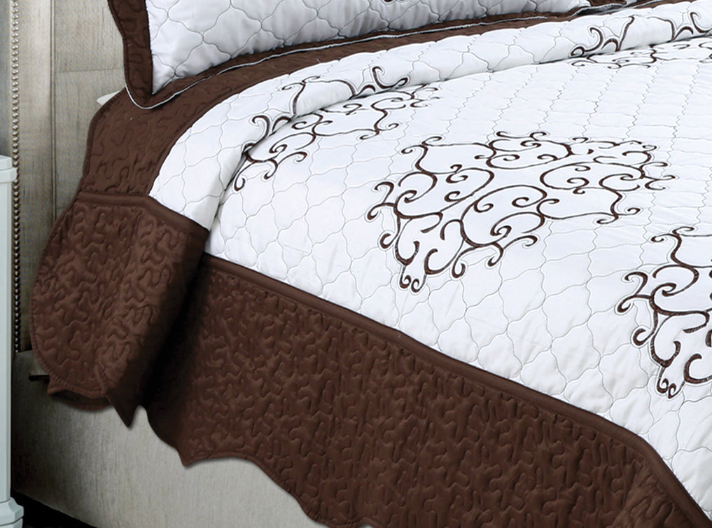 Embroidered Stitching Soft Bedding Solid Summer Quilt Set