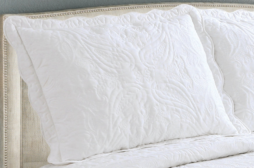 Embroidered Stitching Soft Bedding Solid Summer Quilt Set, Floral Paisley Pattern