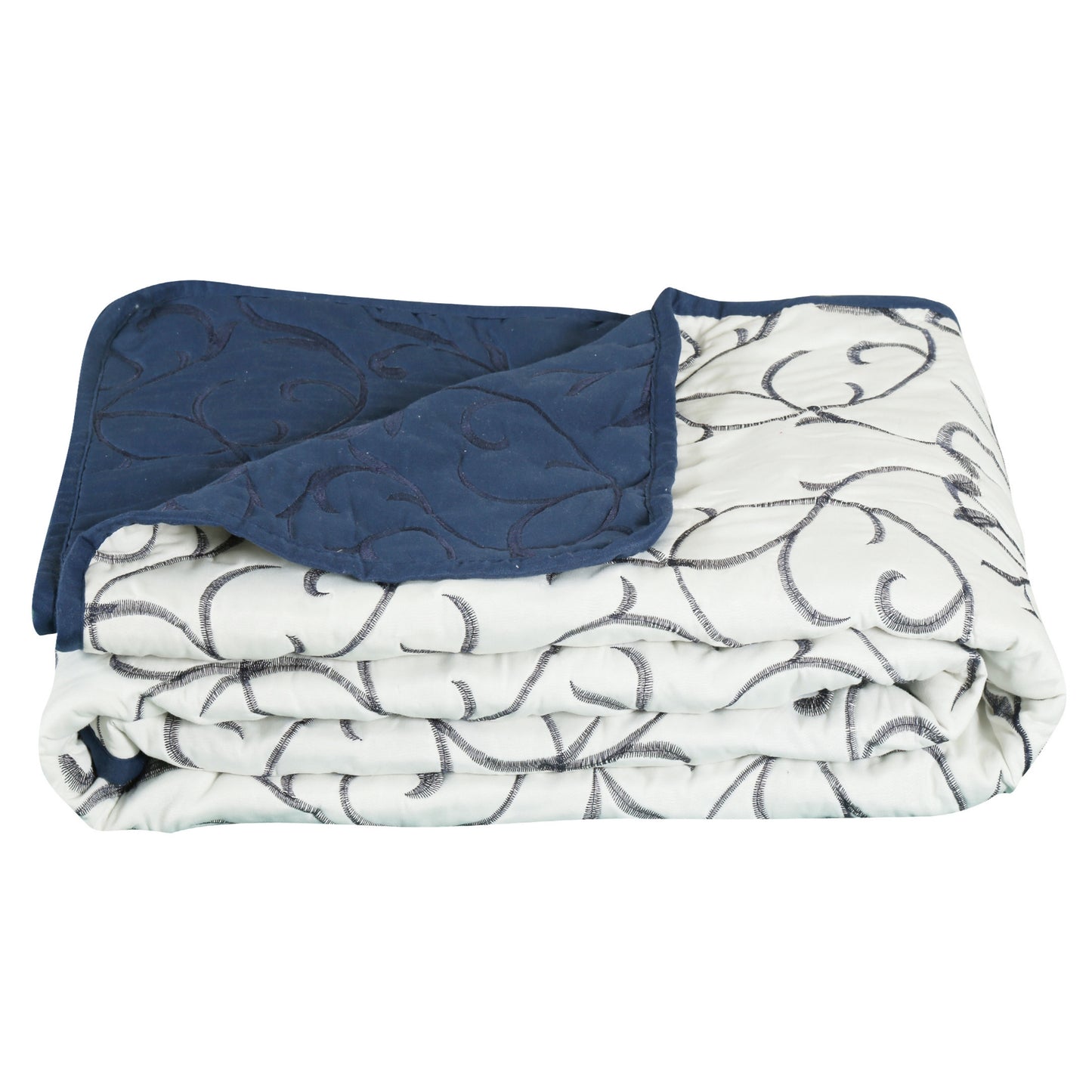 Embroidered Stitching Soft Bedding Solid Summer Quilt Set, Branch Pattern