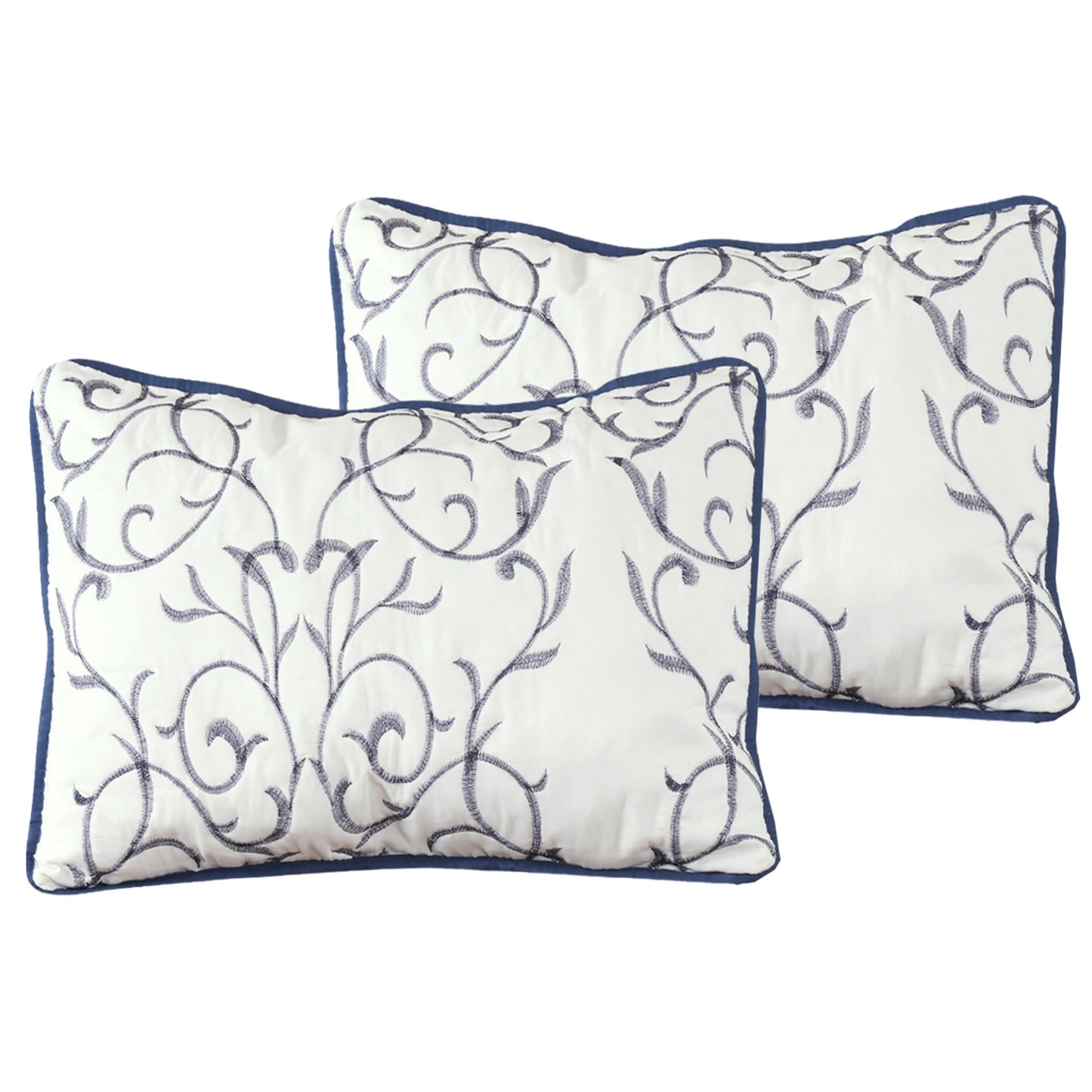 Embroidered Stitching Soft Bedding Solid Summer Quilt Set, Branch Pattern