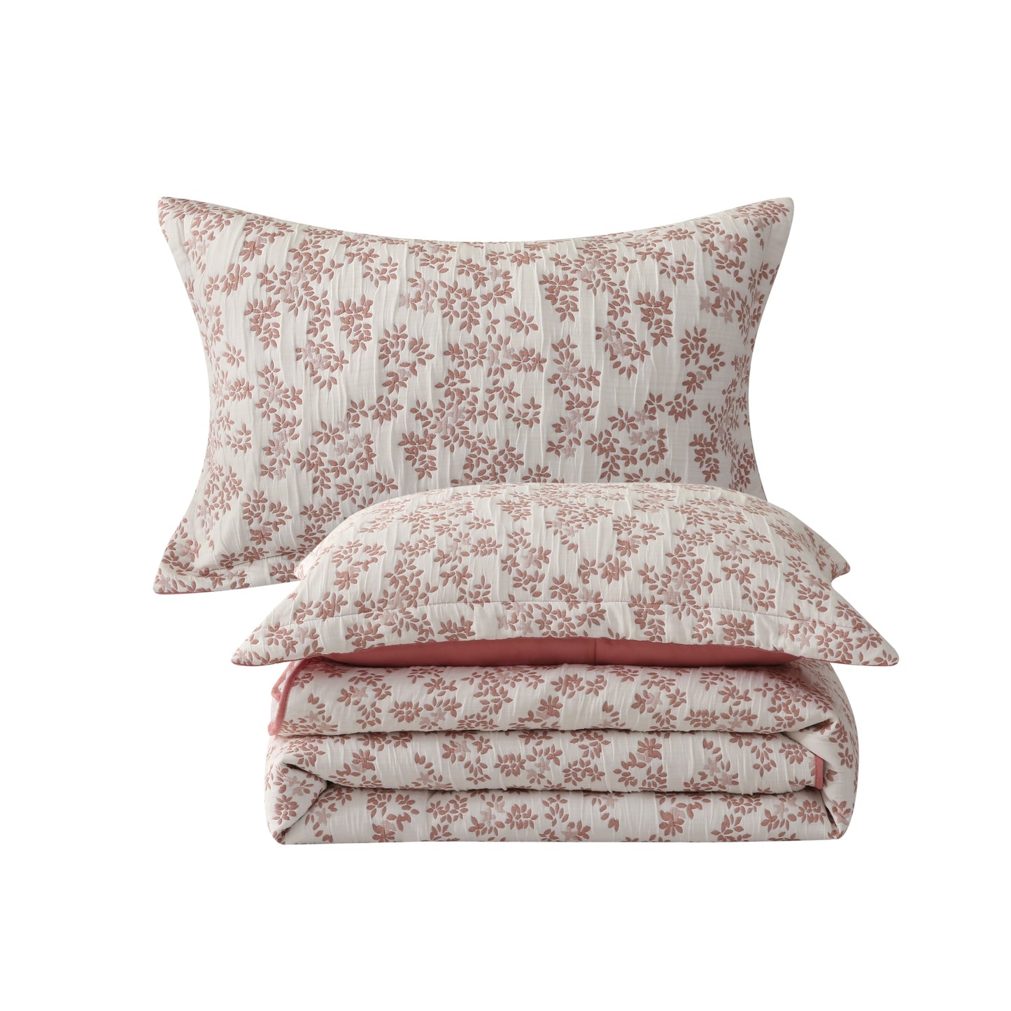 Jacquard Embroidered Stitching Soft Bedding Solid Summer Quilt Set, Pink Floral