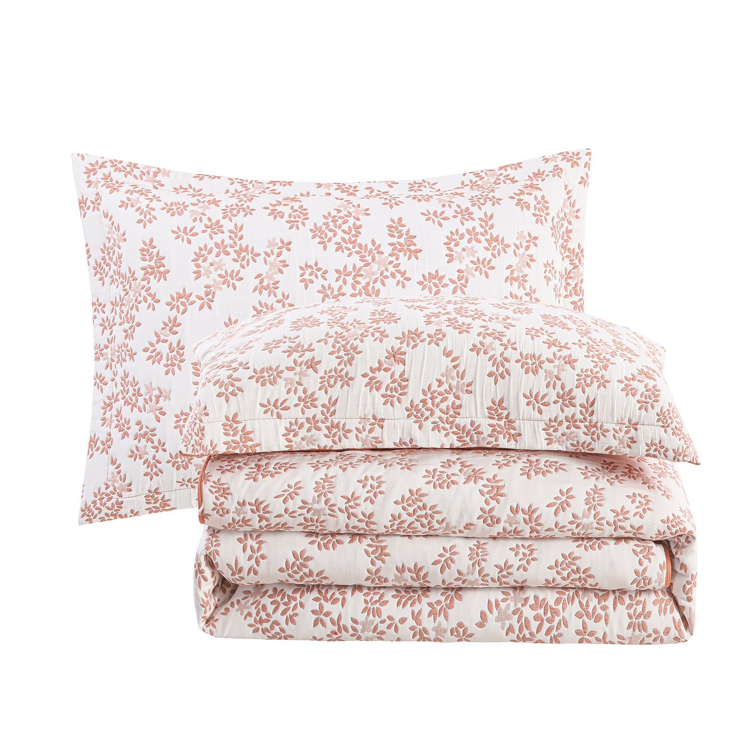 Jacquard Embroidered Stitching Soft Bedding Solid Summer Quilt Set, Pink Floral