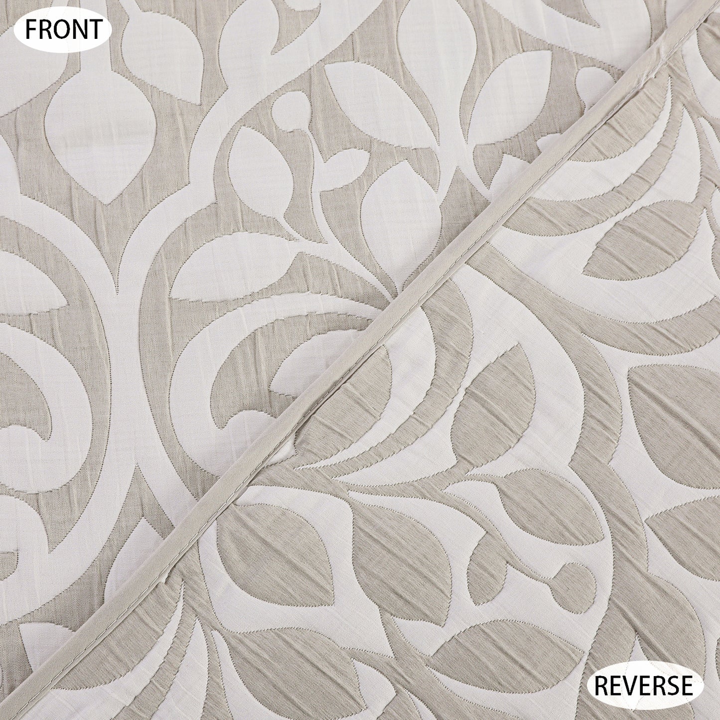 Jacquard Embroidered Stitching Soft Bedding Solid Summer Quilt Set, Grey Leaves