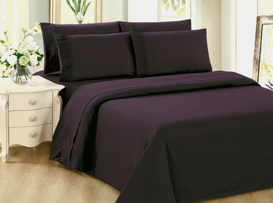 Solid Rayon from Bamboo Soft Bedding Silky Zipper All Season Duvet Cover Set, Eggplant